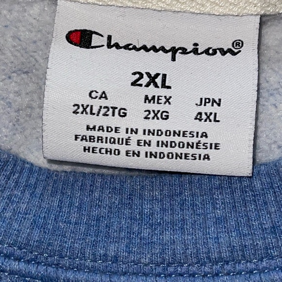 Champion heather blue unisex crew neck sweatshirt 2X excellent condition - Picture 3 of 4